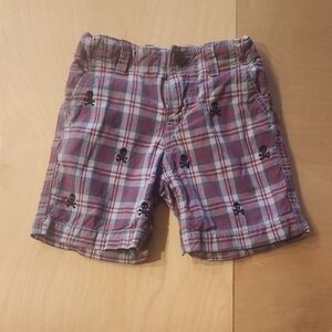 Gap-Plaid Kids Shorts with Skull Pattern. Size 2T